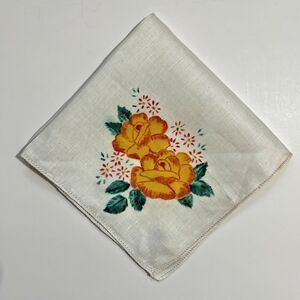 Irish Linen Floral Bridesmaid Handkerchief Wedding Hand Painted Cottagecore Vtg